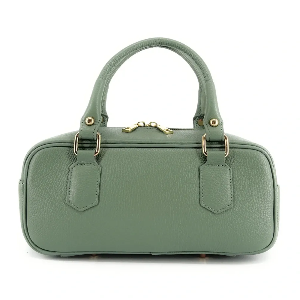 Sac bowling french stick  en cuir grainé I LOAF YOU Vert pastel - Image 4