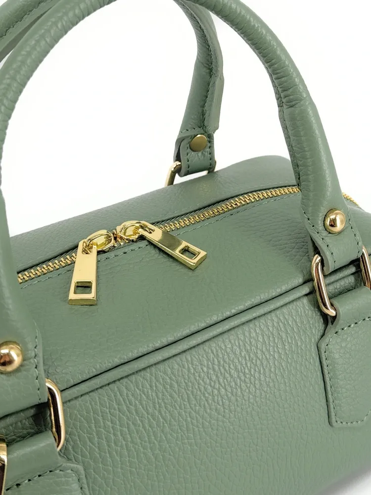 Sac bowling french stick  en cuir grainé I LOAF YOU Vert pastel - Image 5