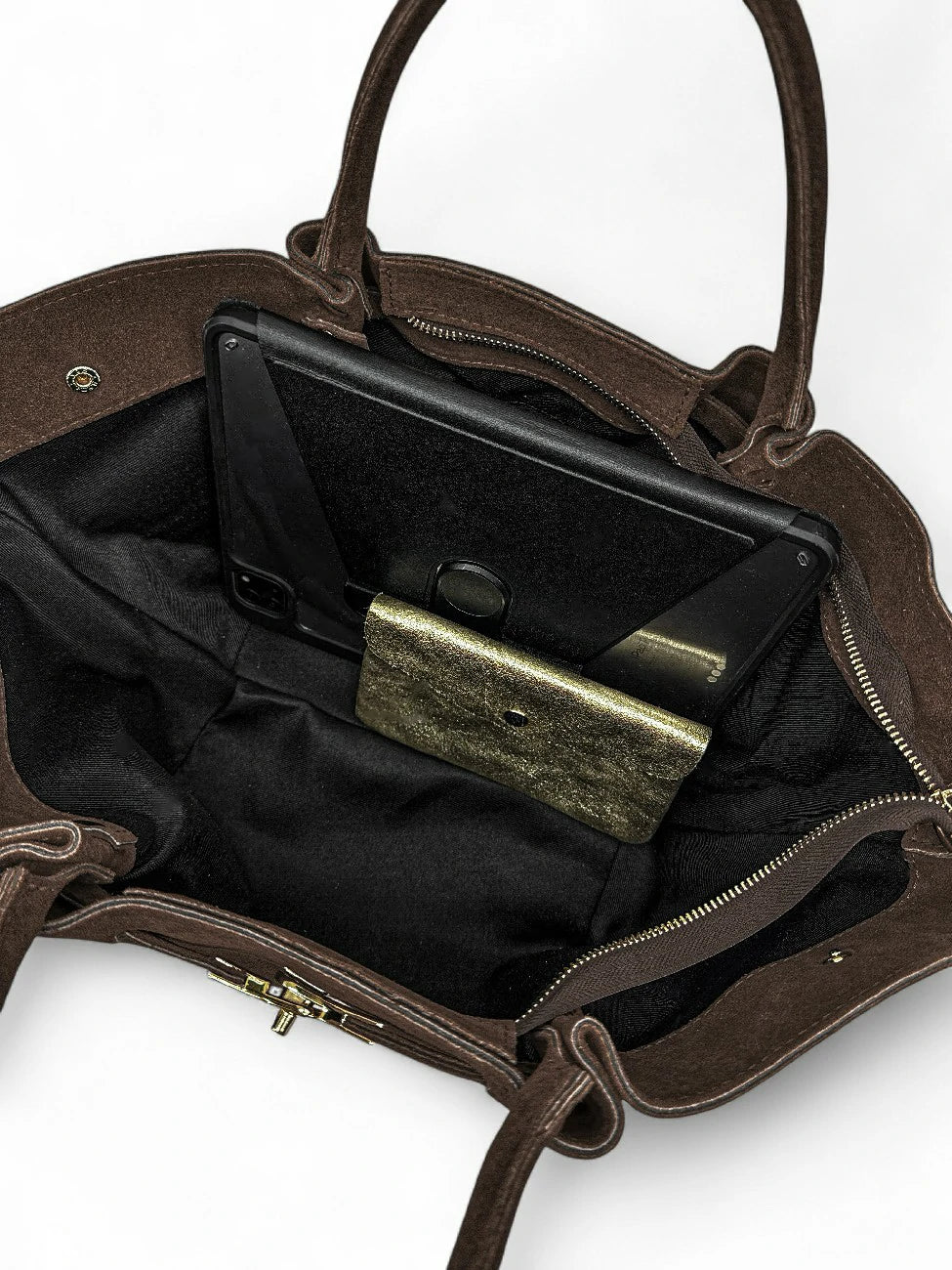Sac cabas en daim CAPRI SUEDE Marron Chocolat - Image 8