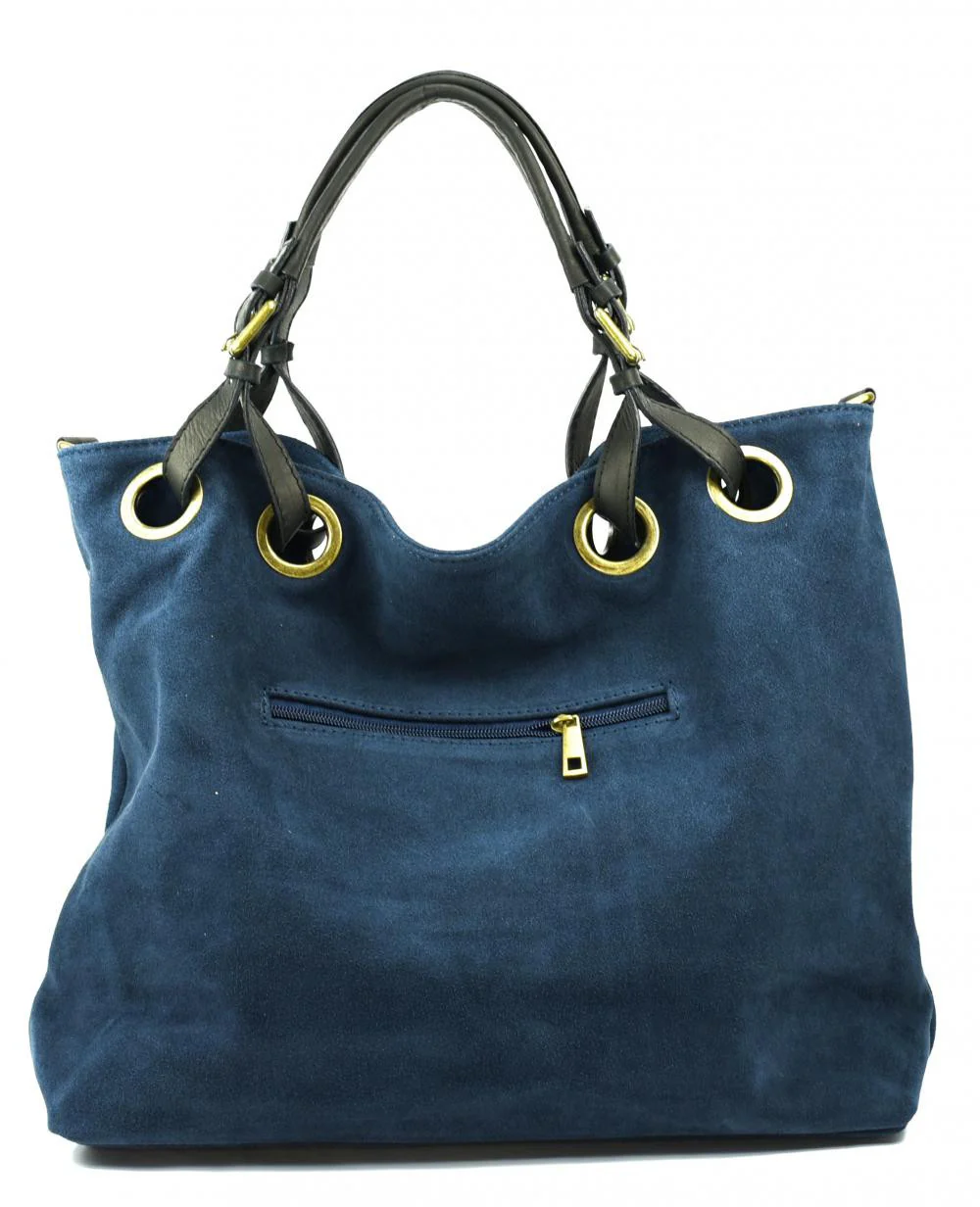Sac cabas en daim OPERA Bleu - Image 2