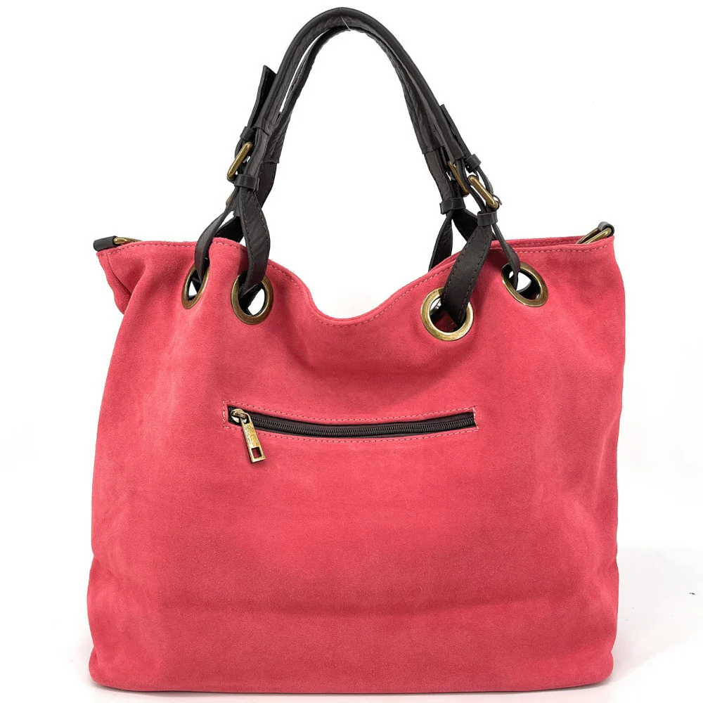 Sac cabas en daim OPERA Rose corail - Image 3