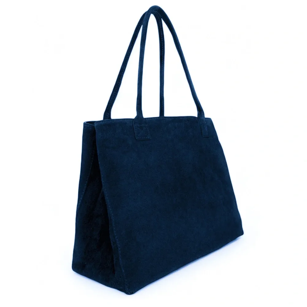 Sac cabas en daim SASHA Bleu marine - Image 2