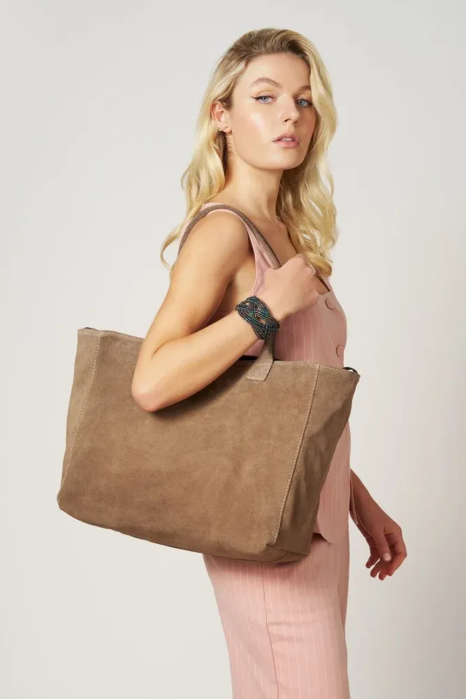 Sac cabas en daim SASHA Taupe foncé - Image 8
