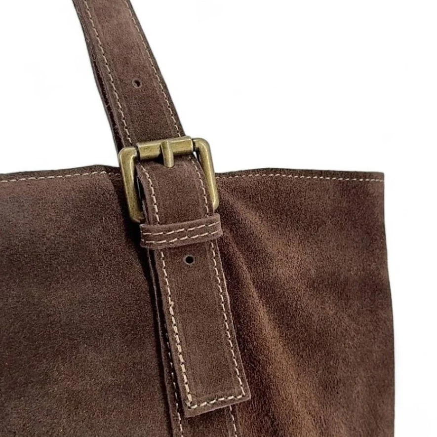 Sac cabas en daim TOKYO Chocolat - Image 4