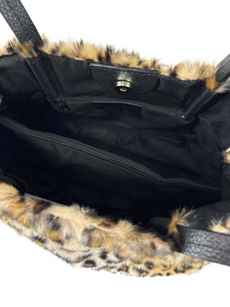 Sac cabas en cuir et fausse fourrure OKOYE Léopard - Image 6