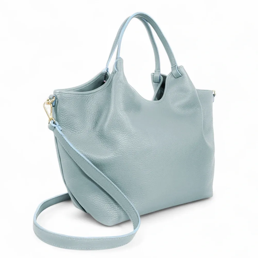 Sac cabas en cuir grainé ALYSSA Bleu pastel - Image 3