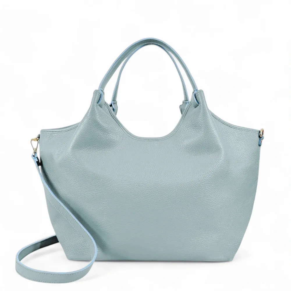 Sac cabas en cuir grainé ALYSSA Bleu pastel - Image 4