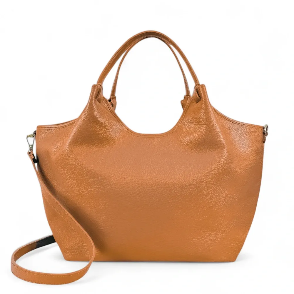 Sac cabas en cuir grainé ALYSSA Camel - Image 3