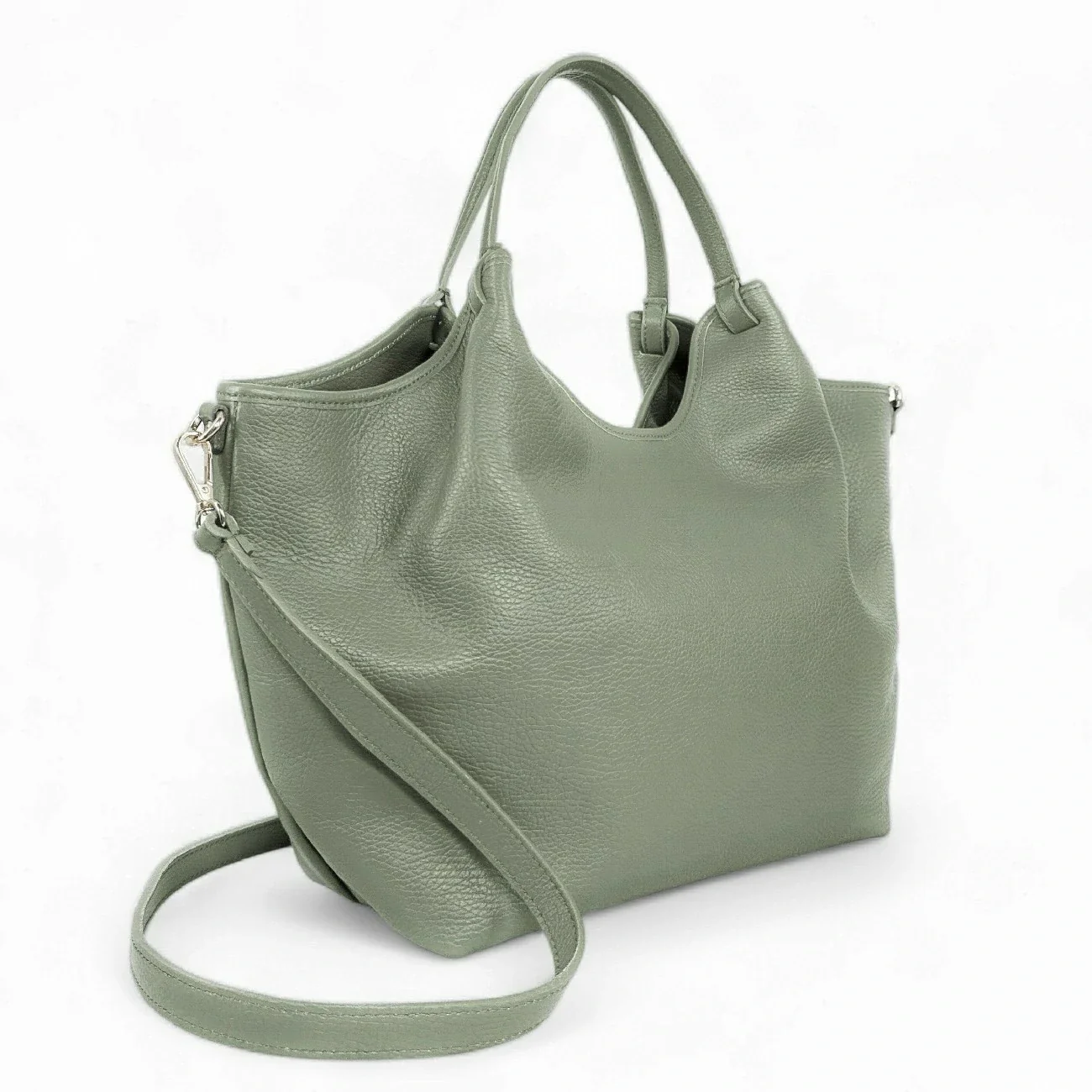Sac cabas en cuir grainé ALYSSA Vert pastel - Image 2
