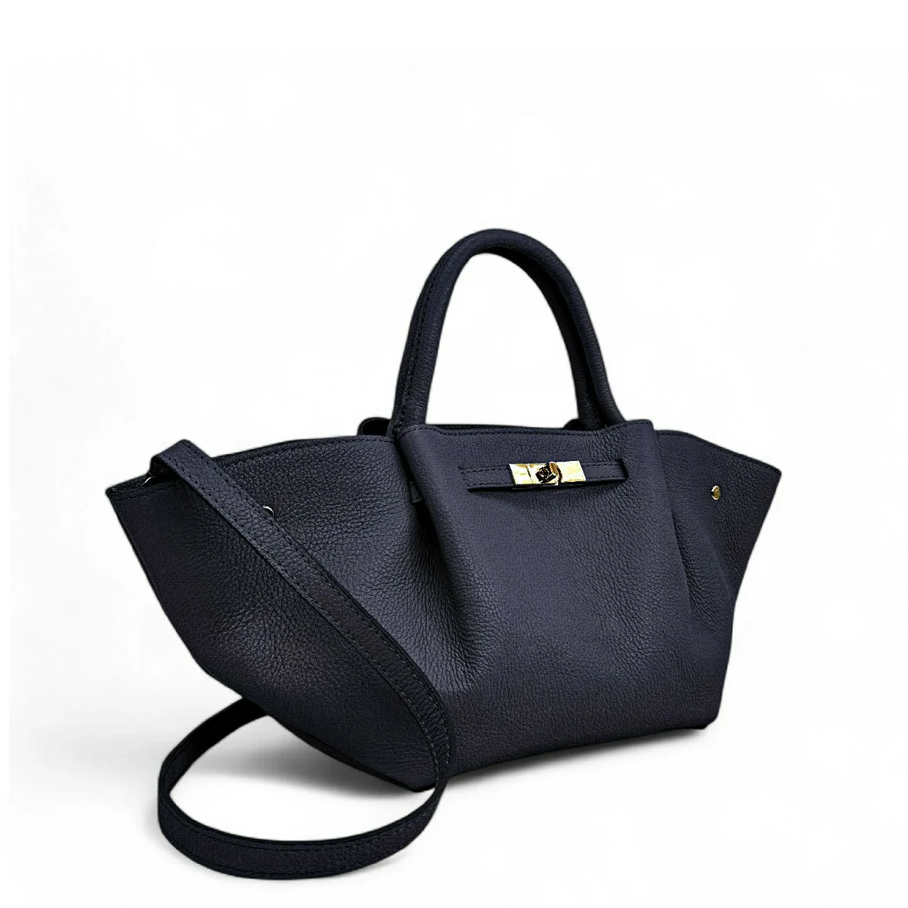 Sac cabas en cuir grainé CAPRI Bleu marine - Image 3