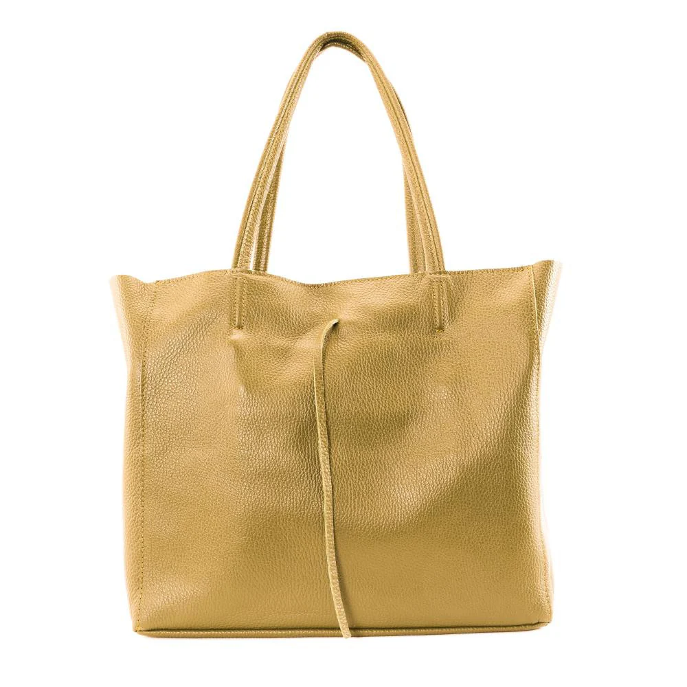 Sac cabas en cuir grainé HOBART Jaune Moutarde - Image 3