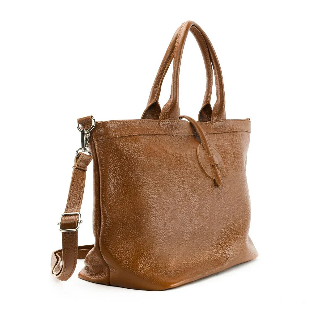 Sac cabas en cuir grainé INNOCENT Cognac - Image 2