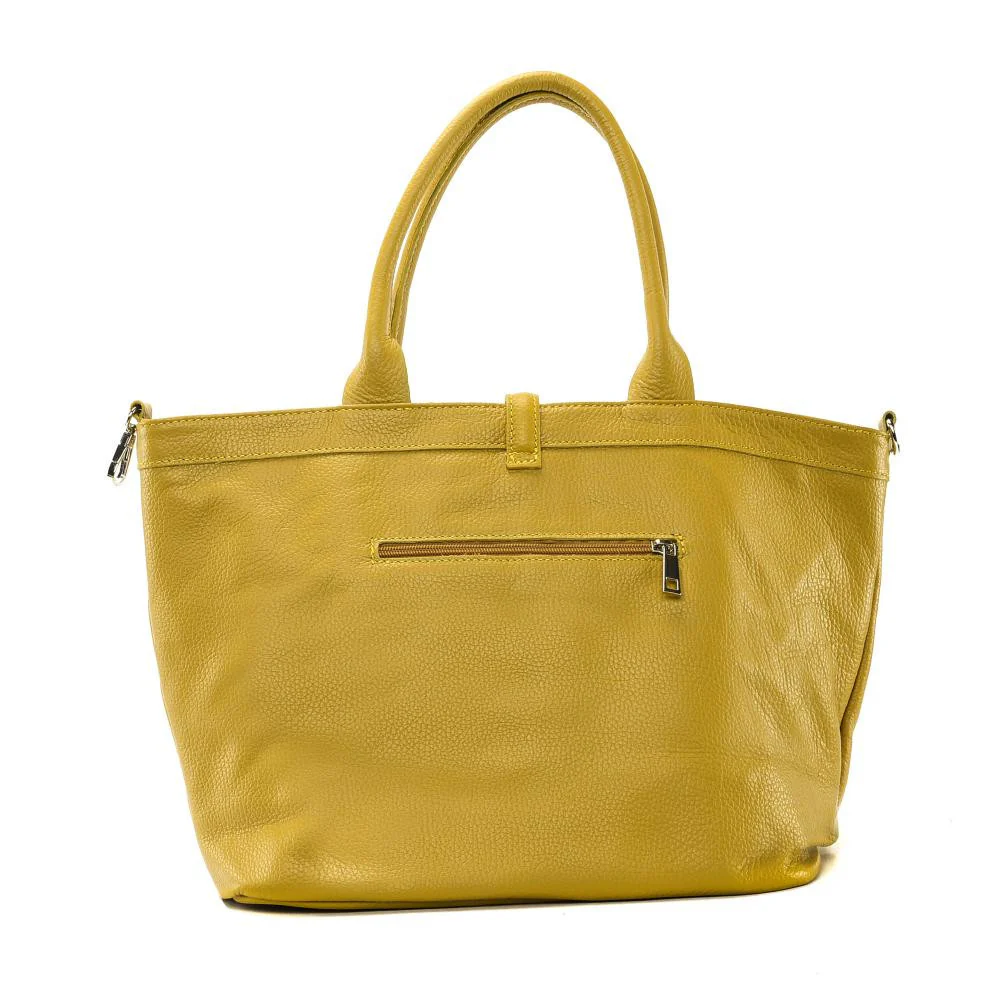 Sac cabas en cuir grainé INNOCENT Jaune tournesol - Image 3