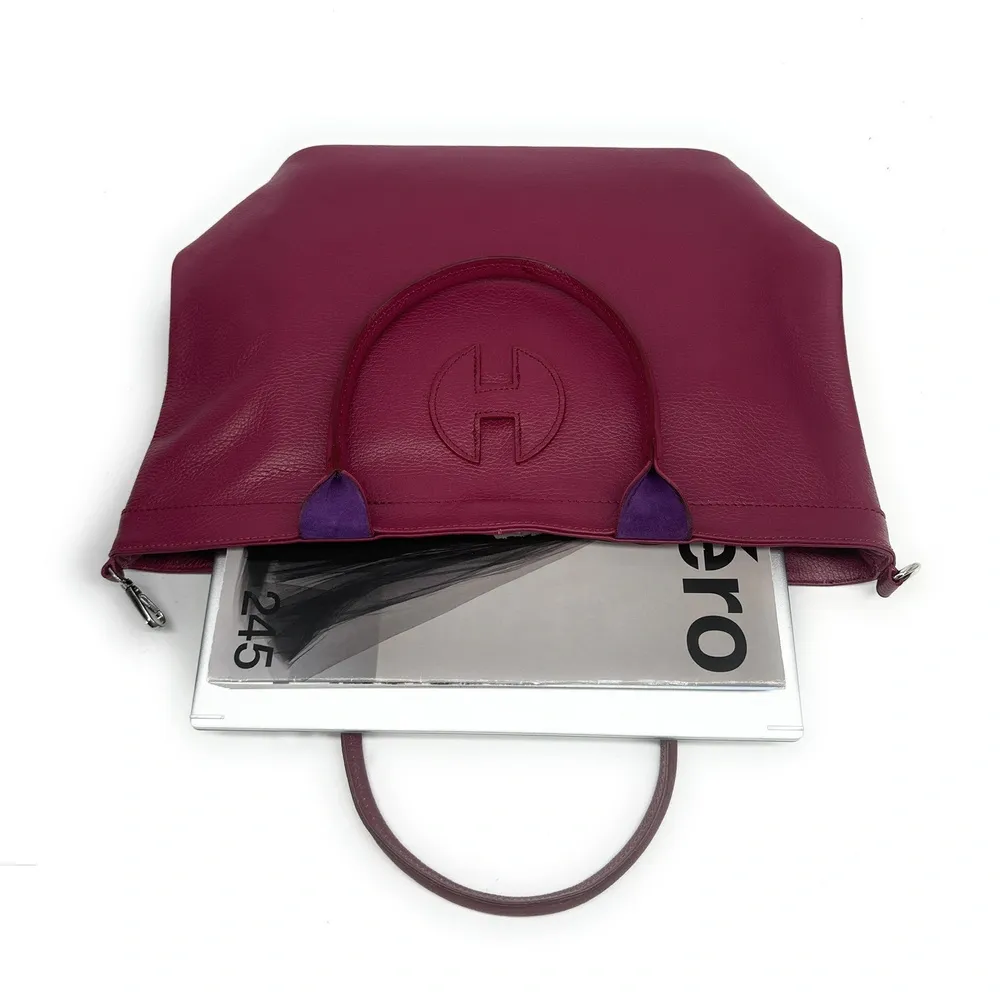 Sac cabas en cuir grainé INNOCENT Rouge bordeaux - Image 4
