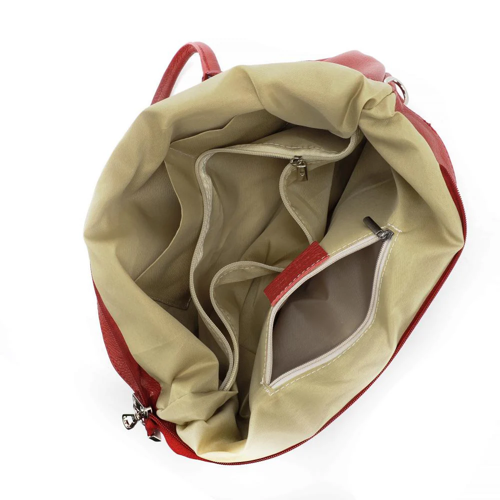 Sac cabas en cuir grainé INNOCENT Rouge garance - Image 5