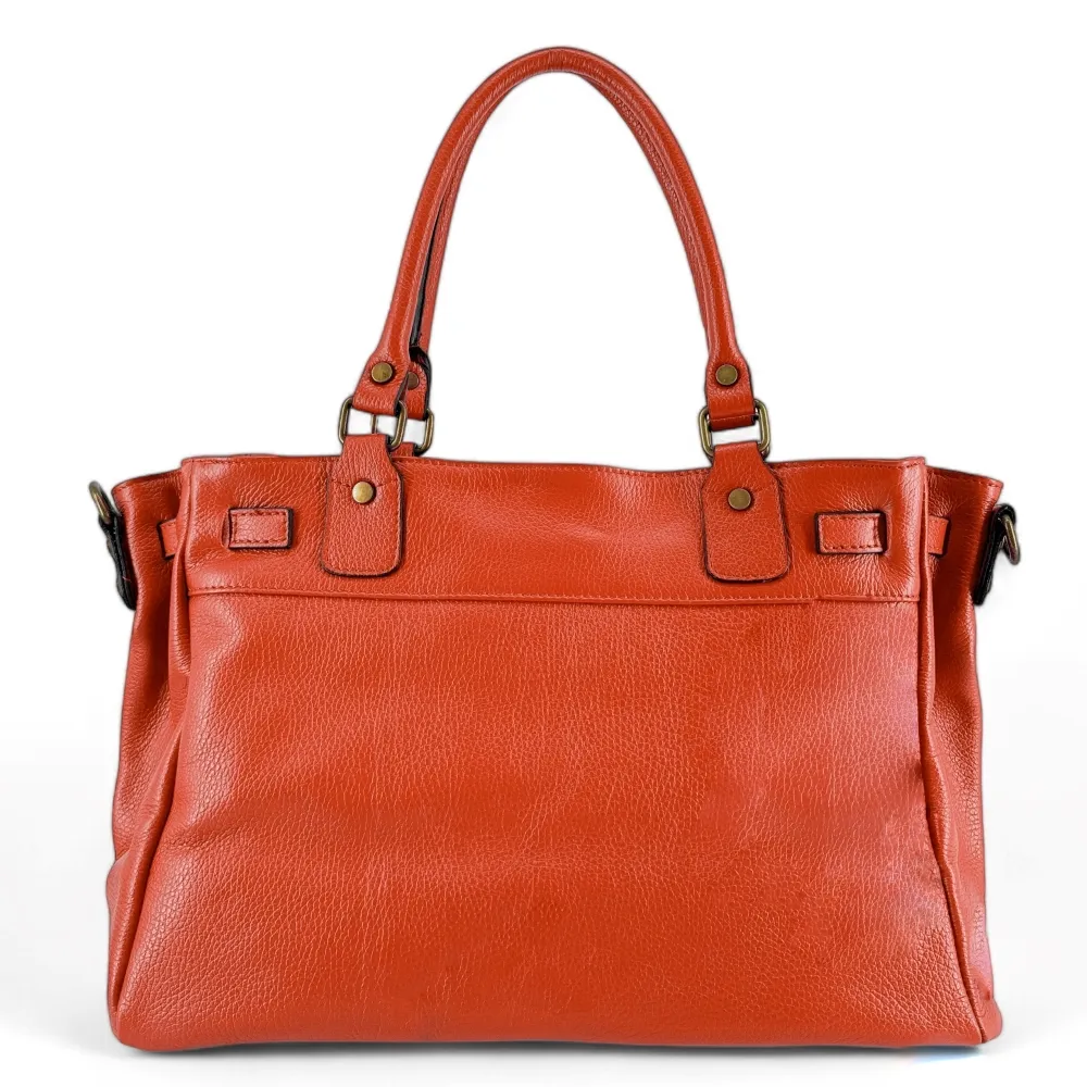 Sac cabas en cuir grainé JANET Mandarine - Image 3