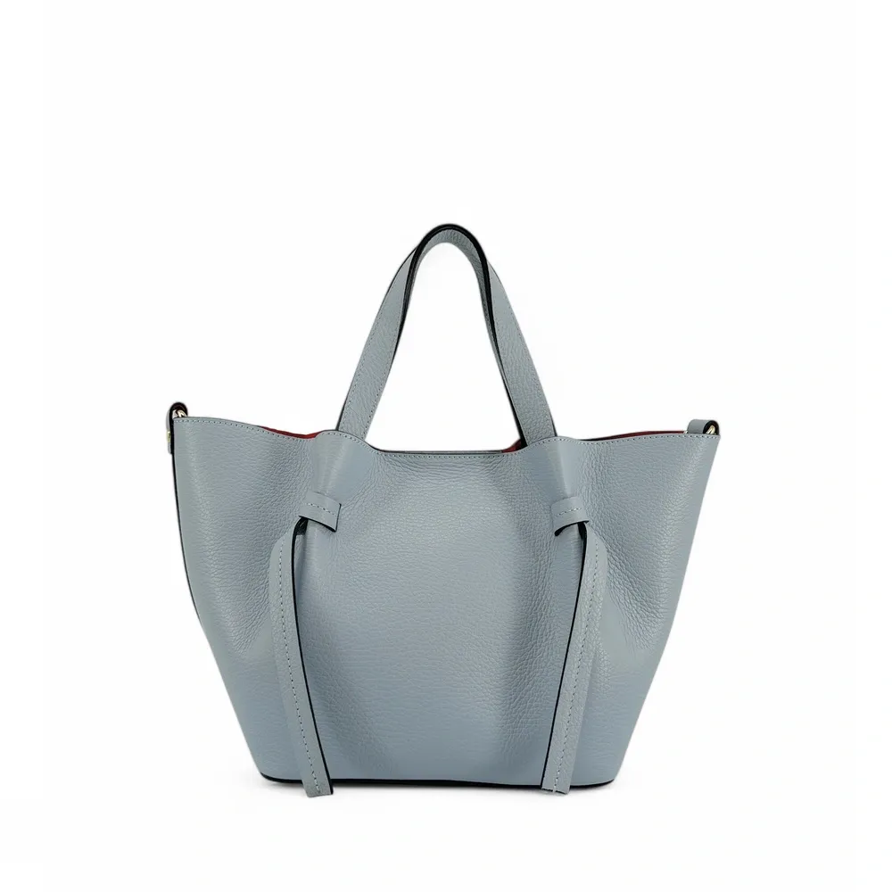 Sac cabas en cuir grainé LITTLE RUBY Bleu pastel - Image 3