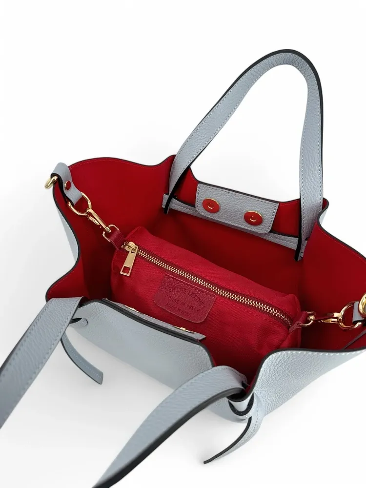 Sac cabas en cuir grainé LITTLE RUBY Bleu pastel - Image 5