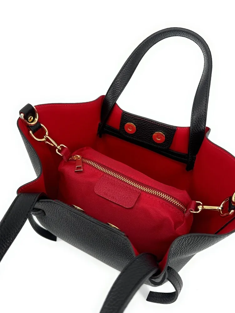 Sac cabas en cuir grainé LITTLE RUBY Noir - Image 5