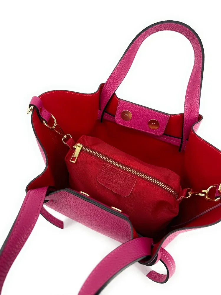 Sac cabas en cuir grainé LITTLE RUBY Rose fuchsia - Image 6