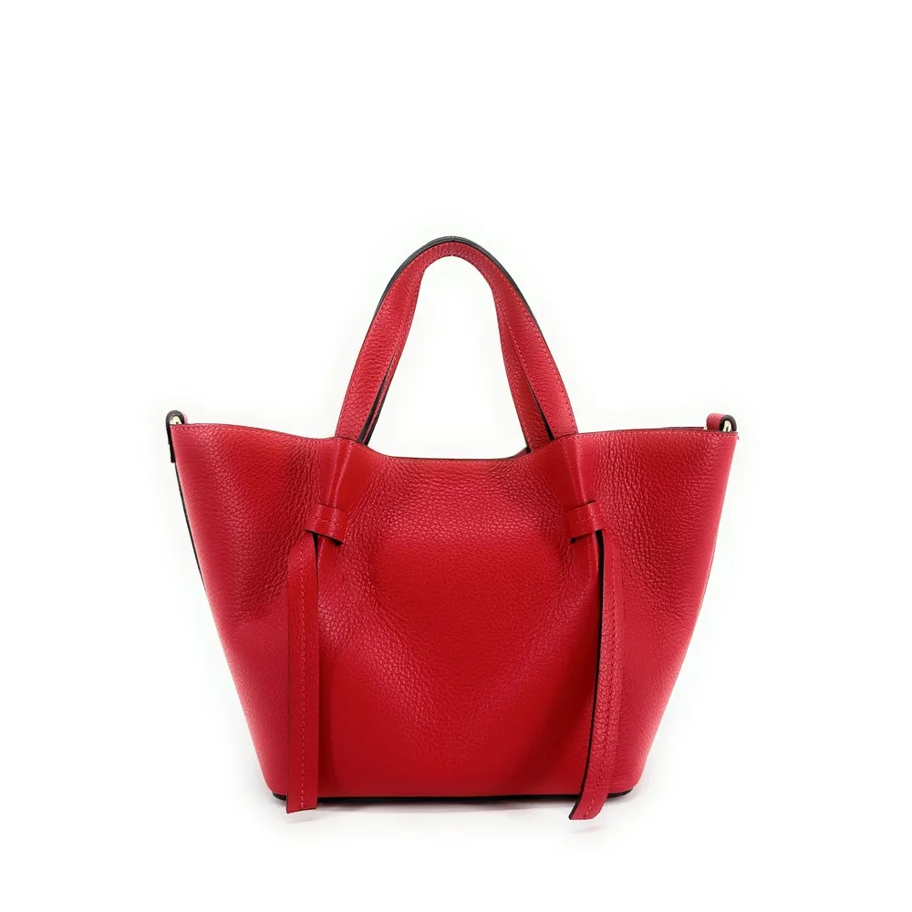 Sac cabas en cuir grainé LITTLE RUBY Rouge garance - Image 3