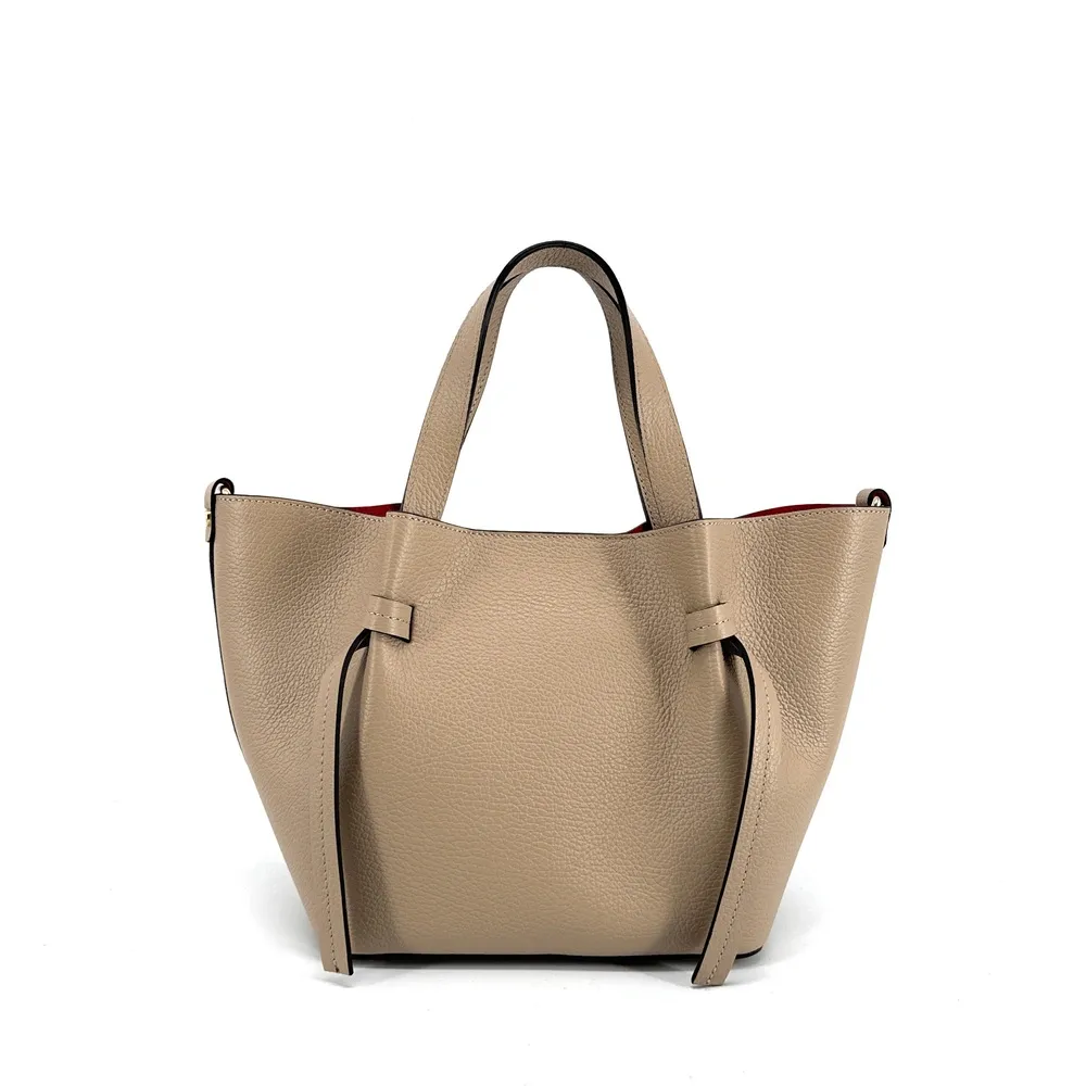 Sac cabas en cuir grainé LITTLE RUBY Taupe - Image 4