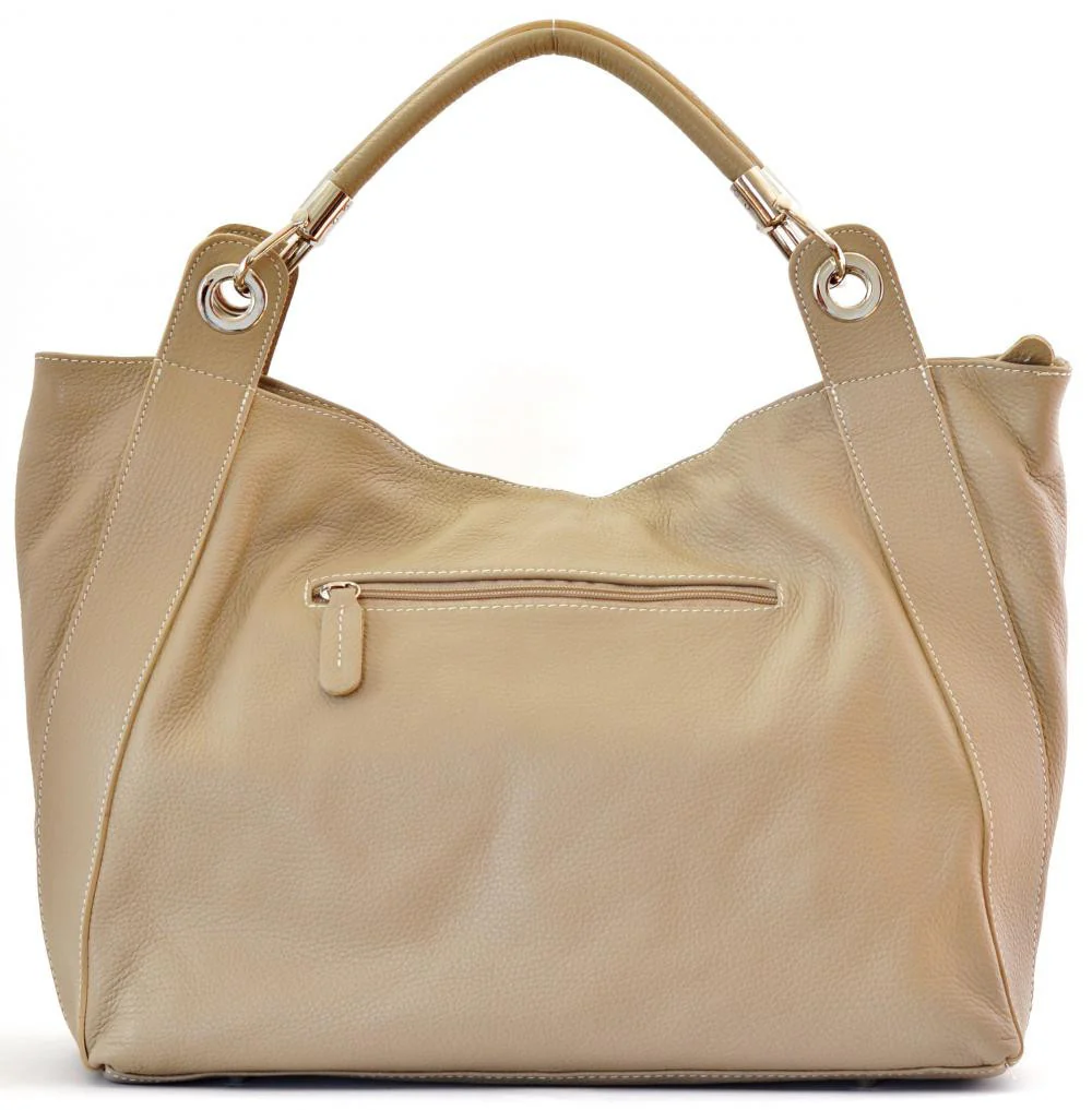 Sac cabas en cuir grainé PARIS Taupe clair - Image 3