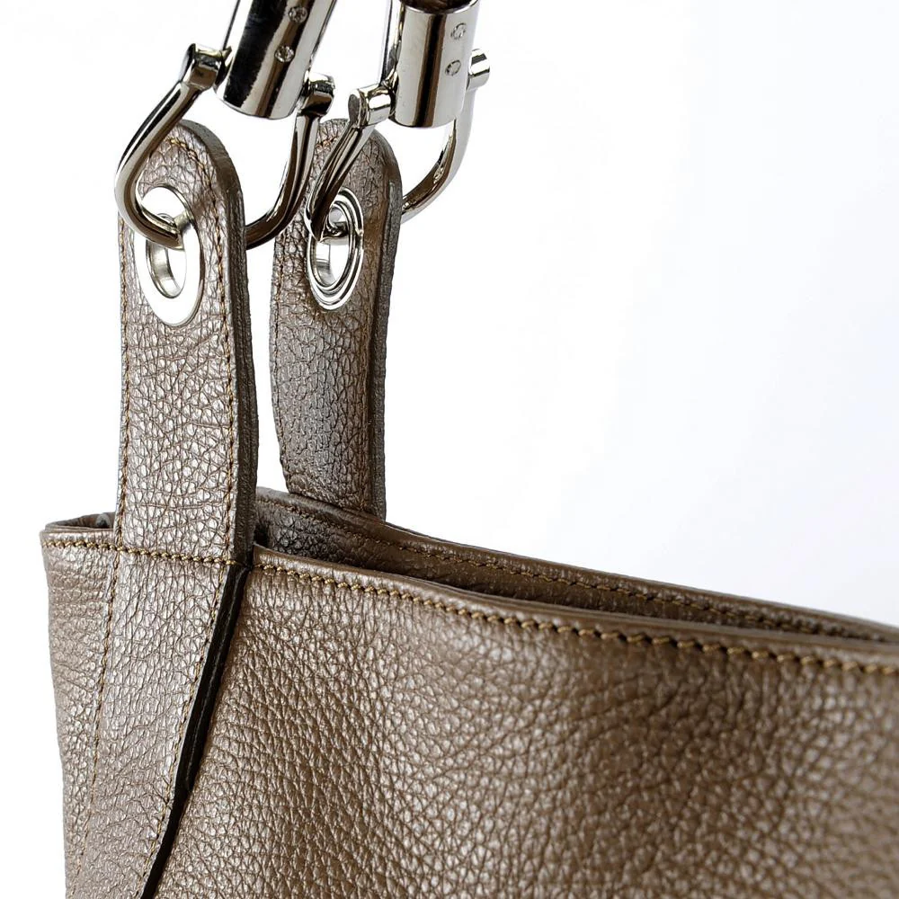 Sac cabas en cuir grainé PARIS Taupe foncé - Image 5