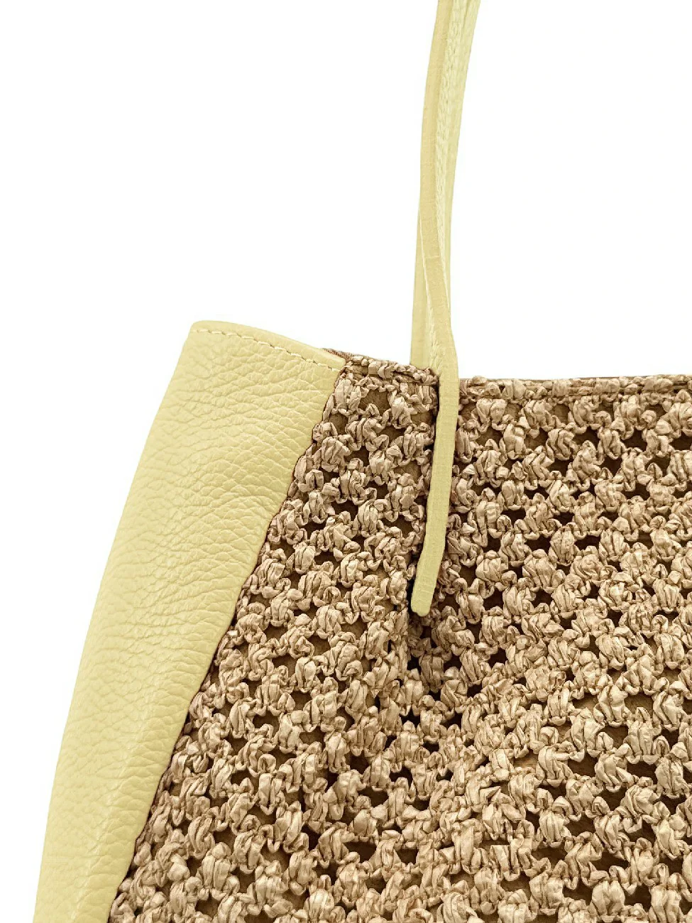 Sac cabas en cuir grainé et raphia OXANE Soft jaune - Image 5
