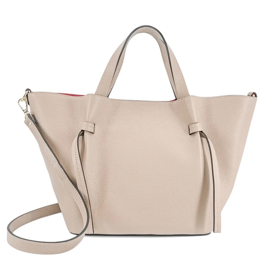 Sac cabas en cuir grainé RUBY Beige crème - Image 2
