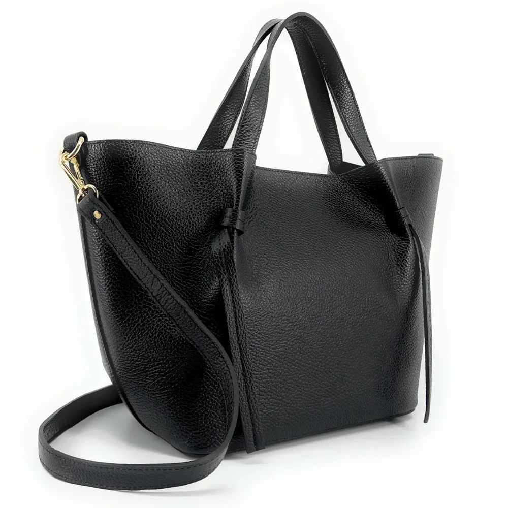 Sac cabas en cuir grainé RUBY Noir - Image 3