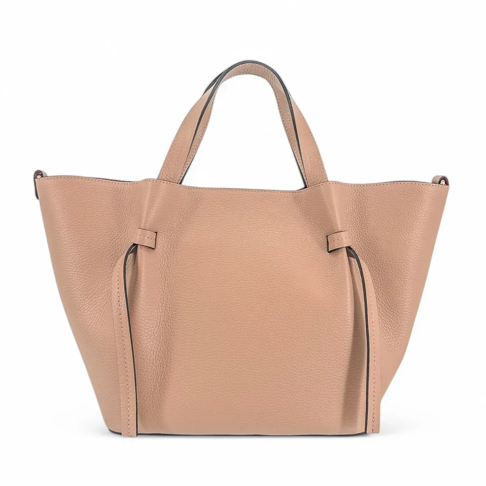 Sac cabas en cuir grainé RUBY Rose nude