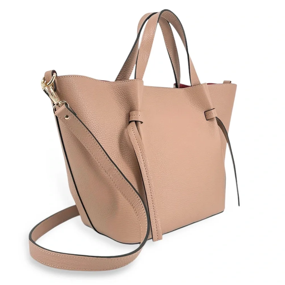 Sac cabas en cuir grainé RUBY Rose nude - Image 4