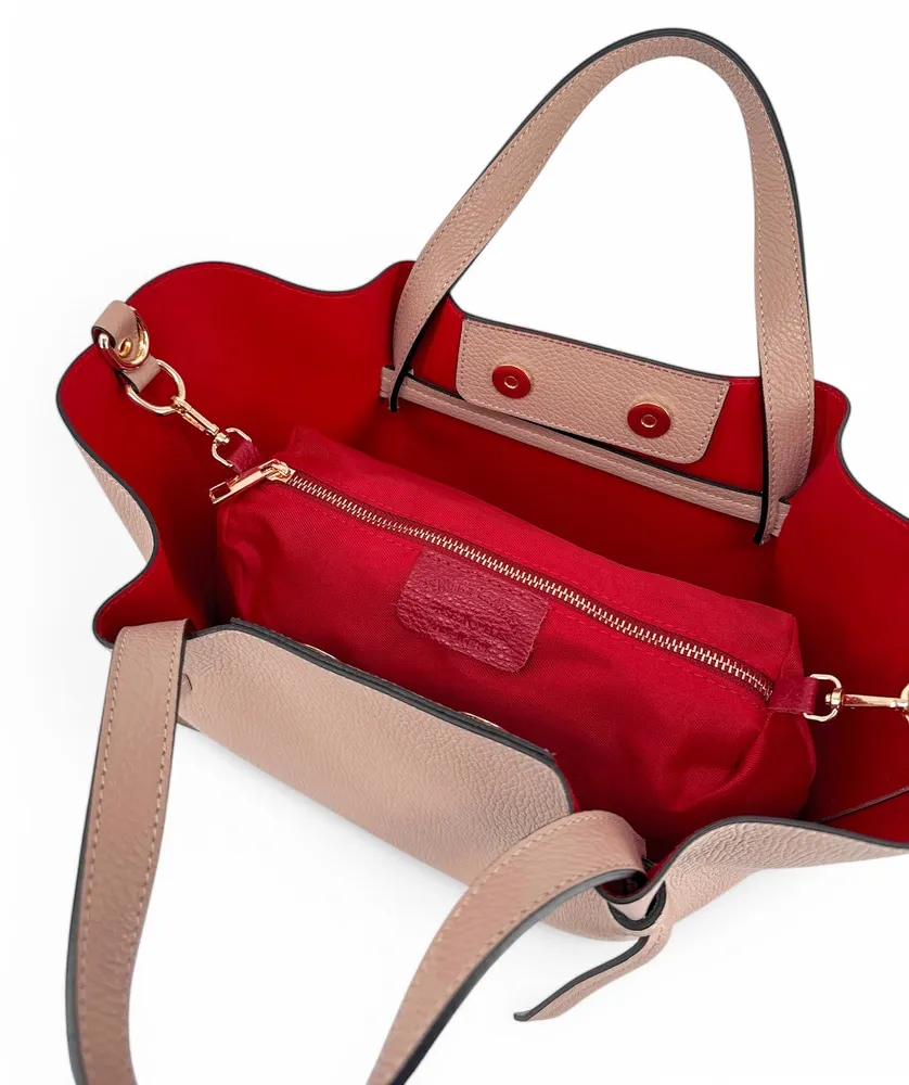 Sac cabas en cuir grainé RUBY Rose nude - Image 6