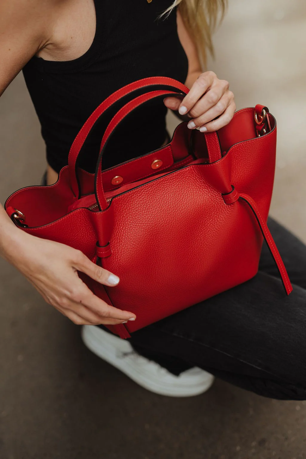 Sac cabas en cuir grainé RUBY Rouge garance - Image 2