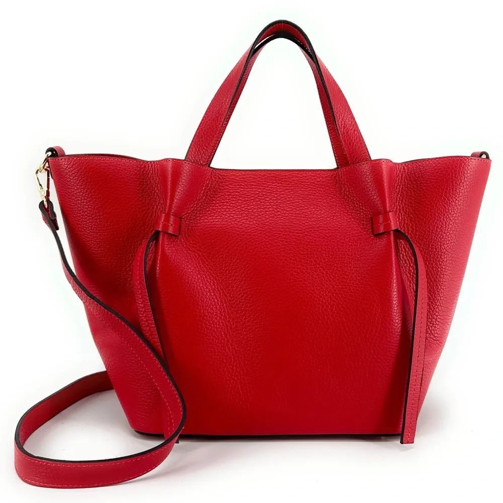 Sac cabas en cuir grainé RUBY Rouge garance - Image 3
