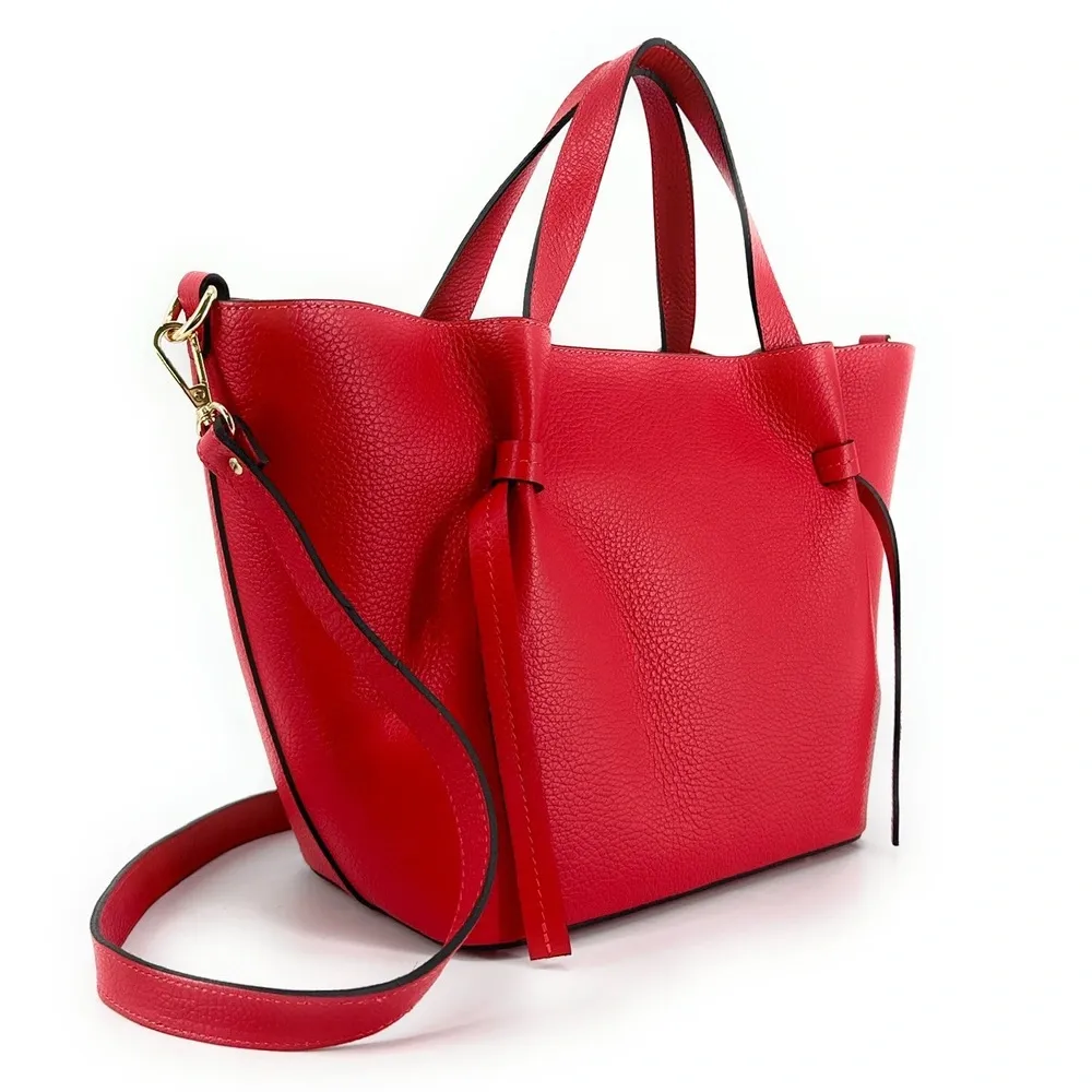 Sac cabas en cuir grainé RUBY Rouge garance - Image 4