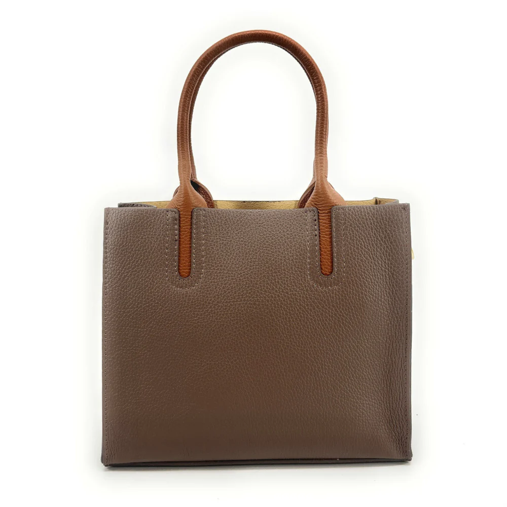 Sac cabas en cuir grainé VOLTAIRE Taupe foncé - Image 4