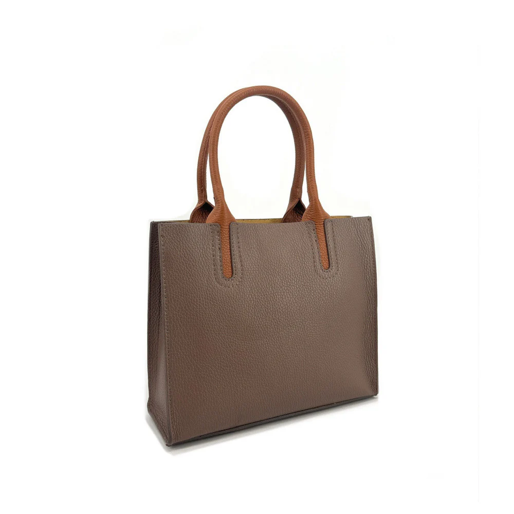 Sac cabas en cuir grainé VOLTAIRE Taupe foncé - Image 5