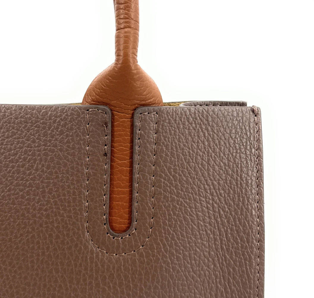 Sac cabas en cuir grainé VOLTAIRE Taupe foncé - Image 6