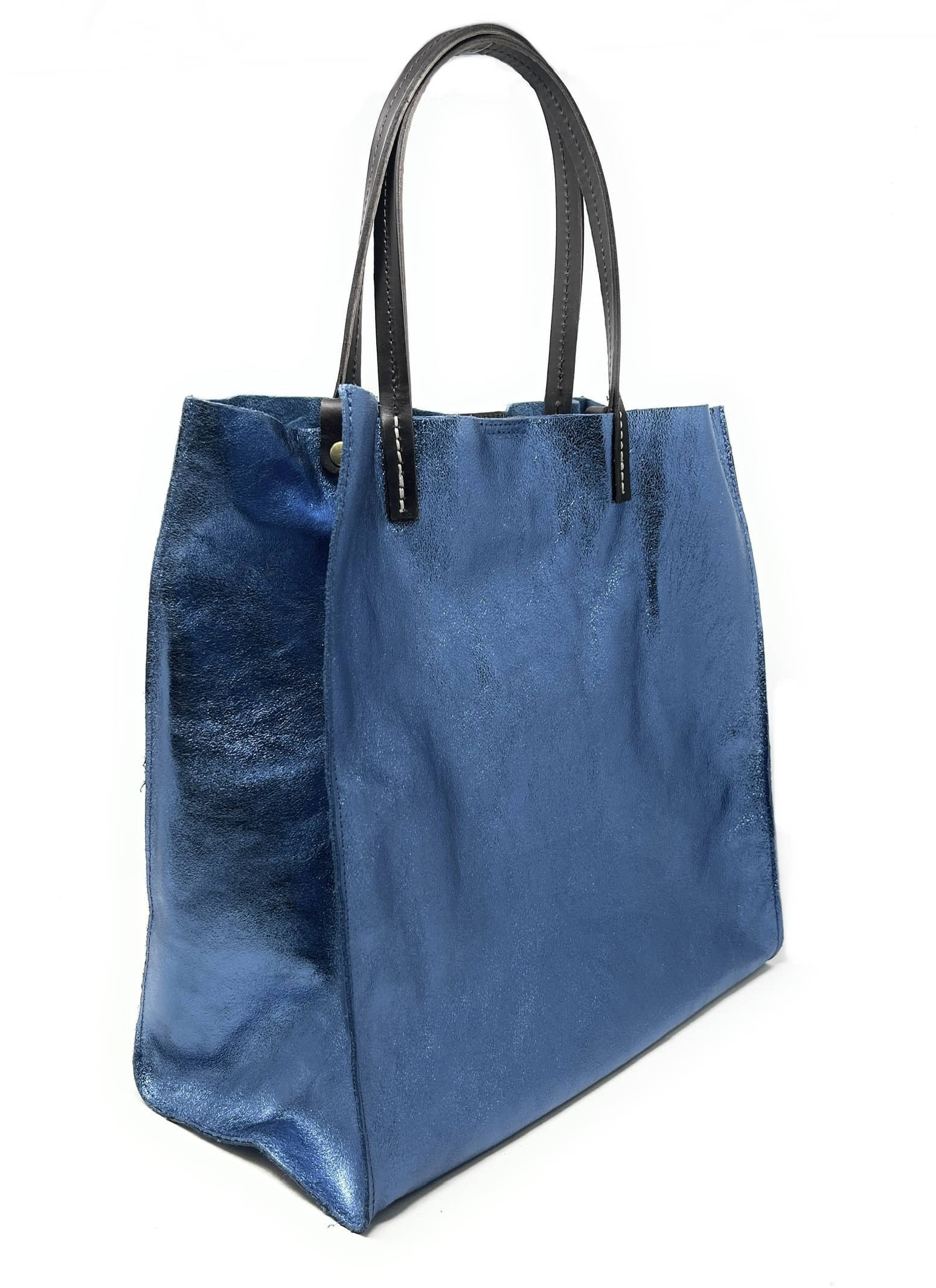 Sac cabas en cuir irisé SILVER Bleu céleste - Image 2