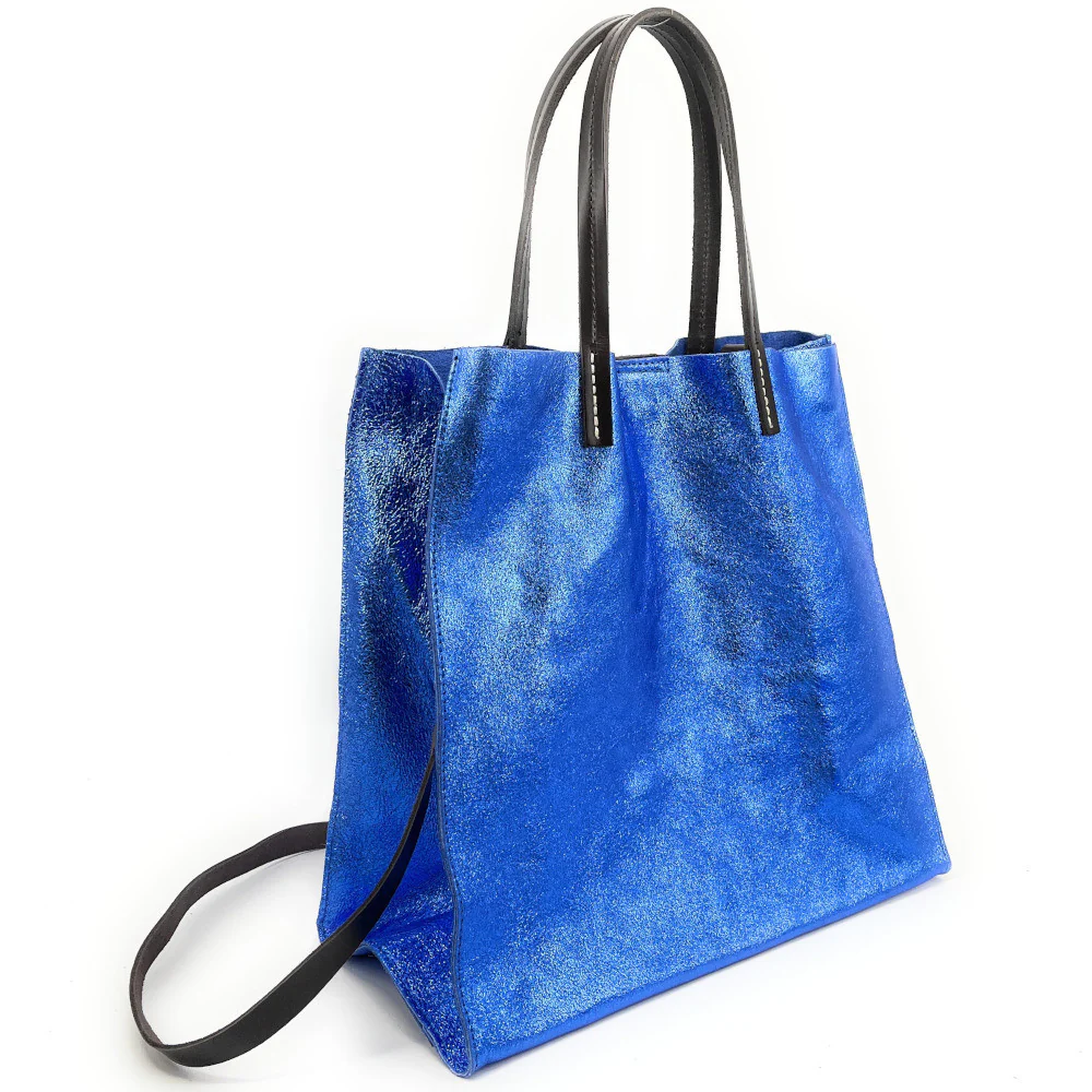 Sac cabas en cuir irisé SILVER Bleu roi irisé - Image 2