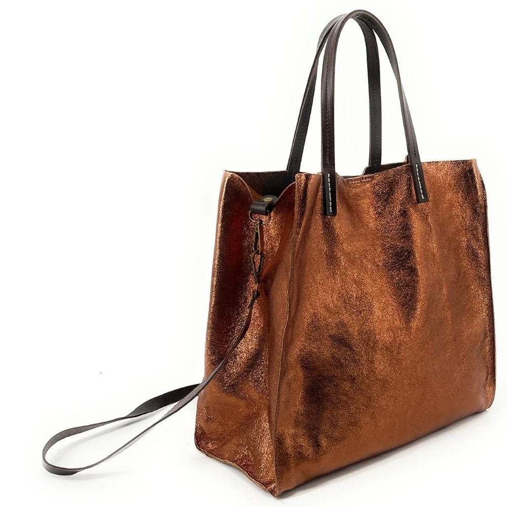 Sac cabas en cuir irisé SILVER Bronze - Image 2