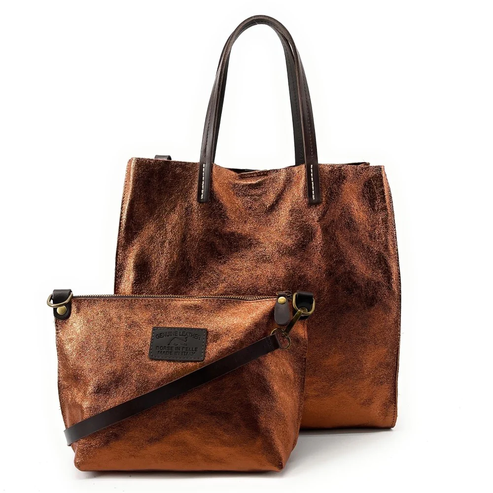 Sac cabas en cuir irisé SILVER Bronze - Image 3