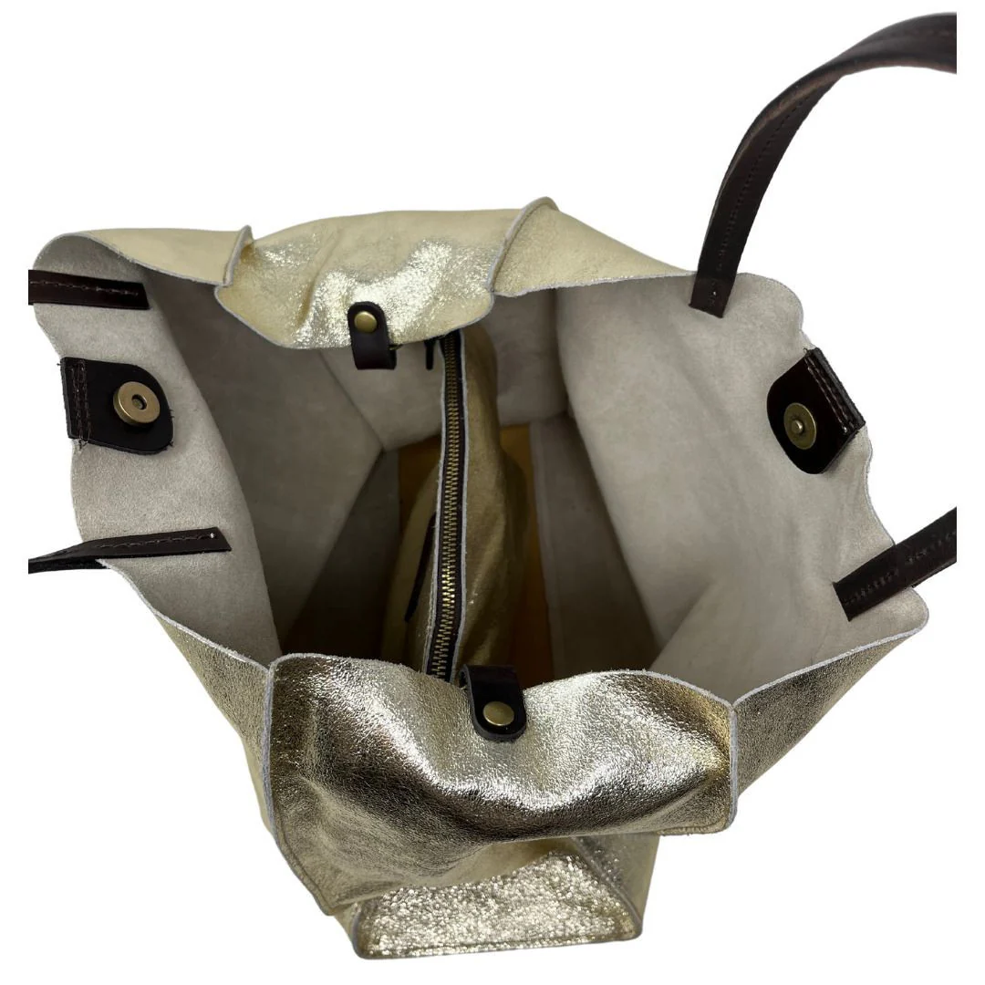 Sac cabas en cuir irisé SILVER Or vieilli - Image 4