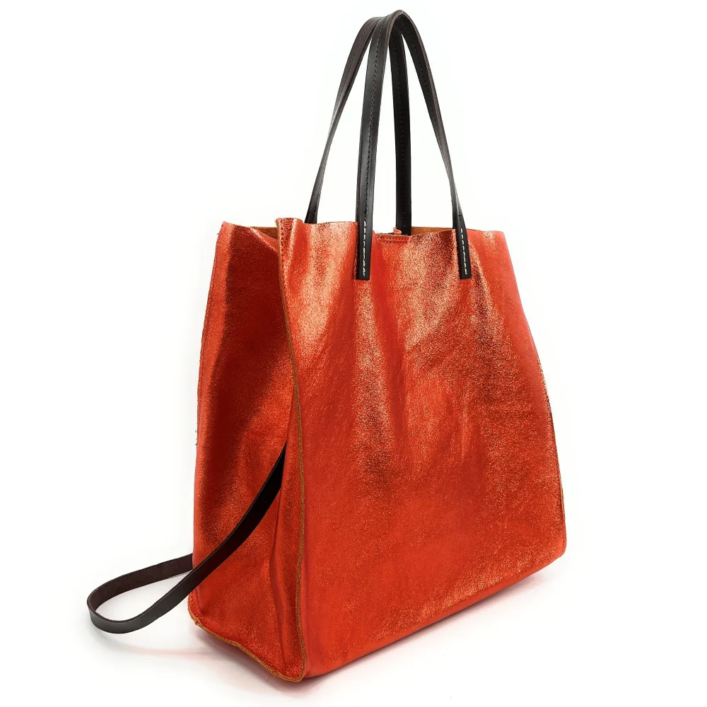 Sac cabas en cuir irisé SILVER Orange irisé - Image 2