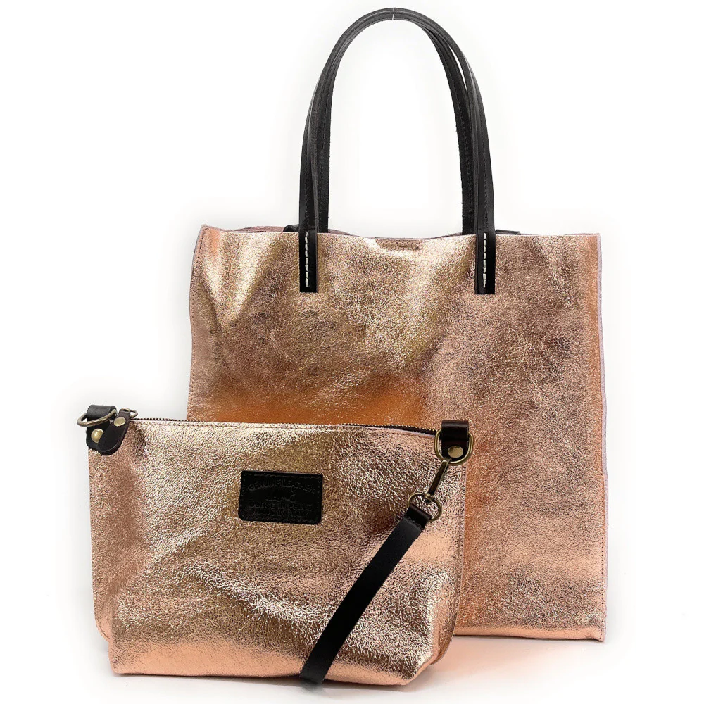 Sac cabas en cuir irisé SILVER Rose gold - Image 3