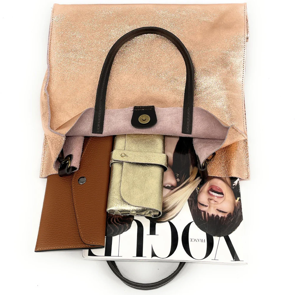 Sac cabas en cuir irisé SILVER Rose gold - Image 4