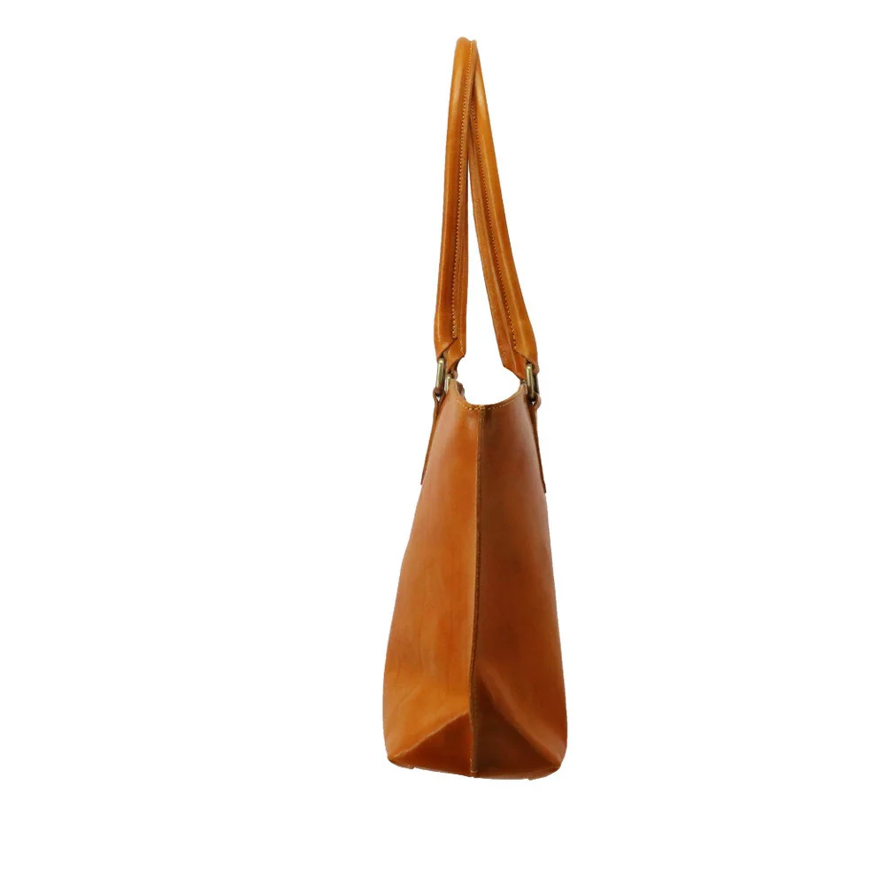 Grand sac cabas en cuir lisse GREENWICH Jaune Moutarde - Image 4