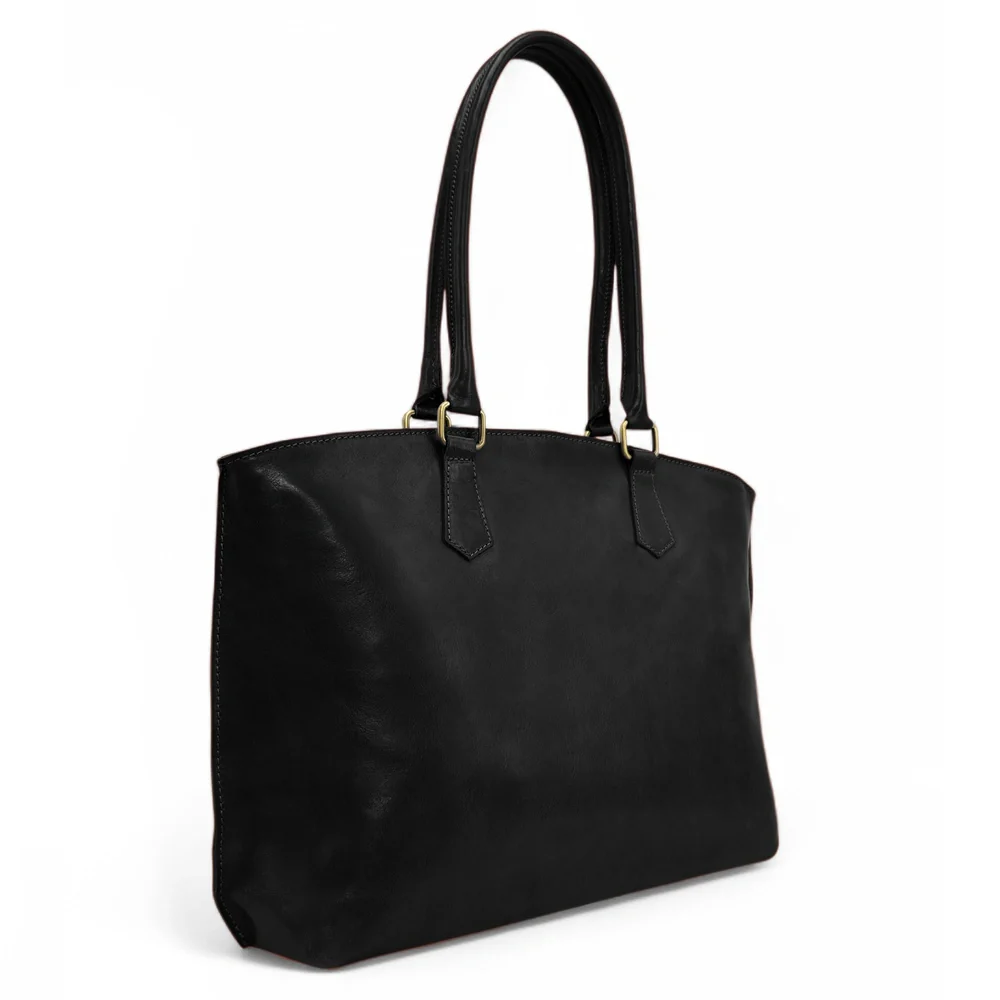 Grand sac cabas en cuir lisse GREENWICH Noir - Image 2